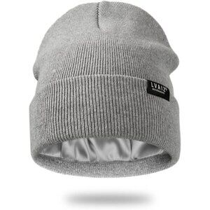 🆕 Women Grey Winter Beanie Hats Unisex Cotton Knitted Cuffed Slouchy Skull Cap